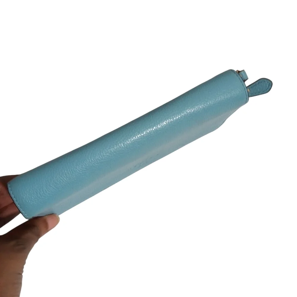 Blue Leather Wristlet Wallet